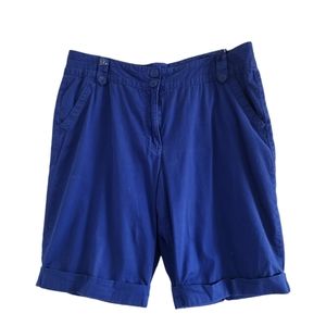 Royal Blue Kim Rogers Cuffed Bermuda Shorts Size 16